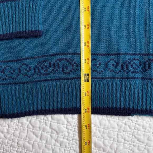 VTG 80/90s Cape Cod Sportswear Teal Knit Cardigan Sweater Womans M Gold Buttons - Picture 6 of 8